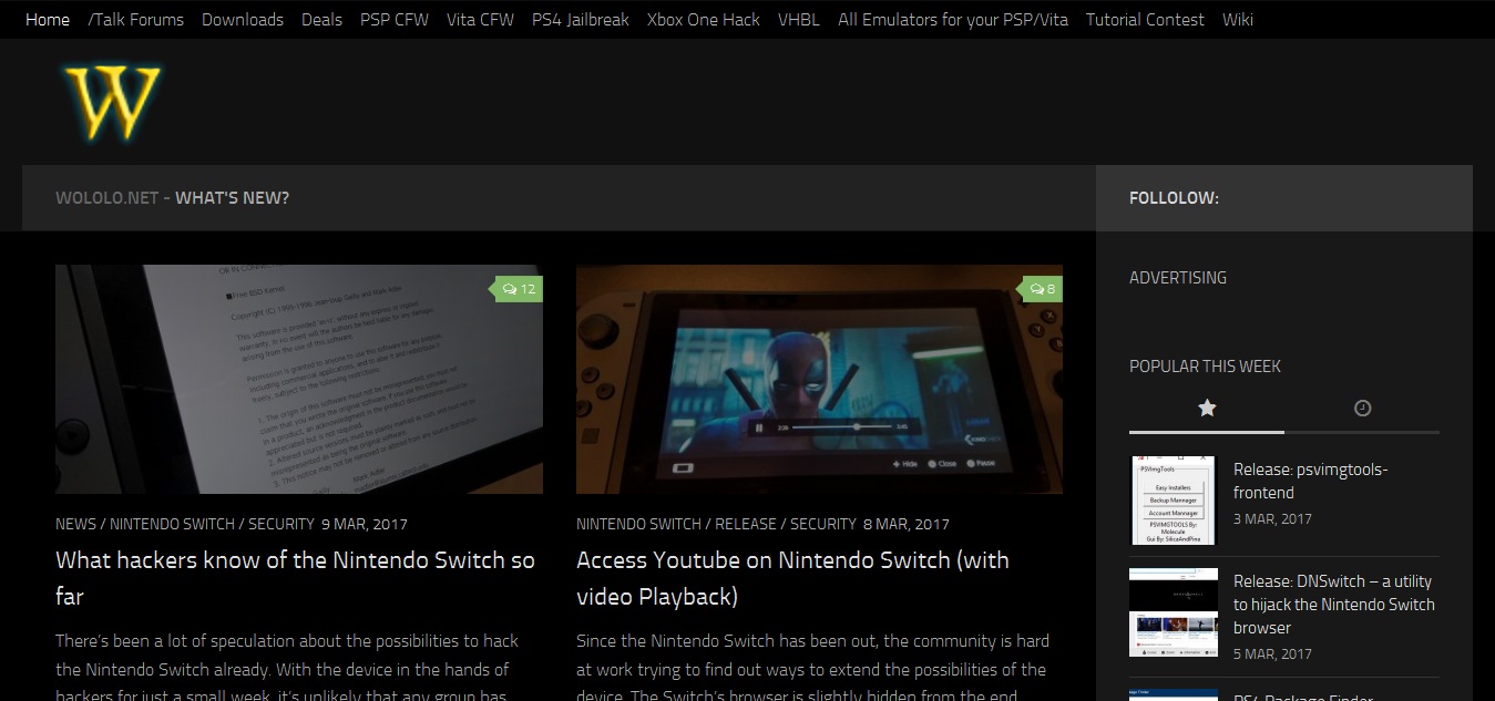 wololo.net dark (blog, downloads, wiki)