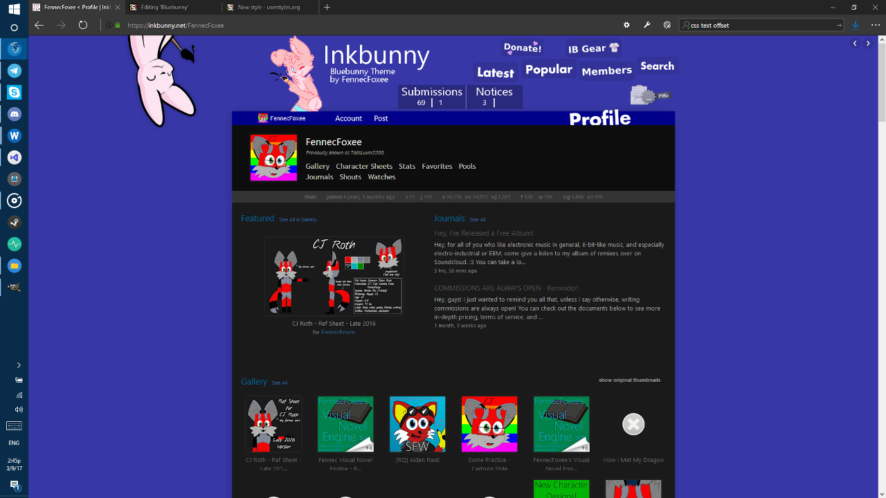 Bluebunny - An Inkbunny Theme by FennecFoxee