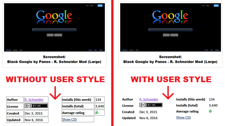 Userstyles.org - Remove "Statistics Table" Boxes