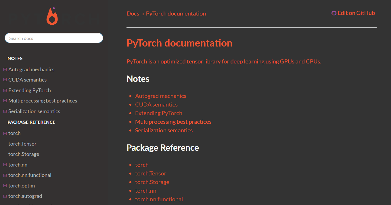 Pytorch Docs Dark