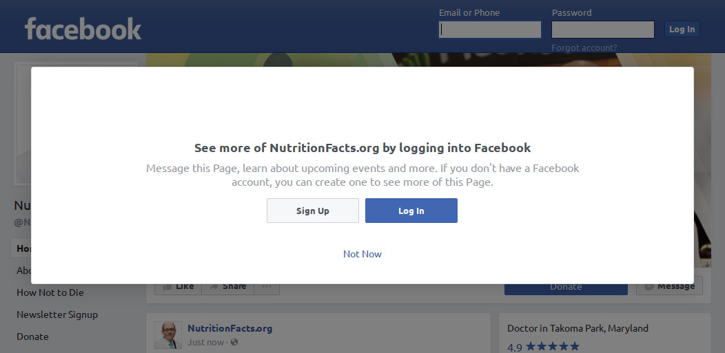 Facebook - No SignUp Nagging
