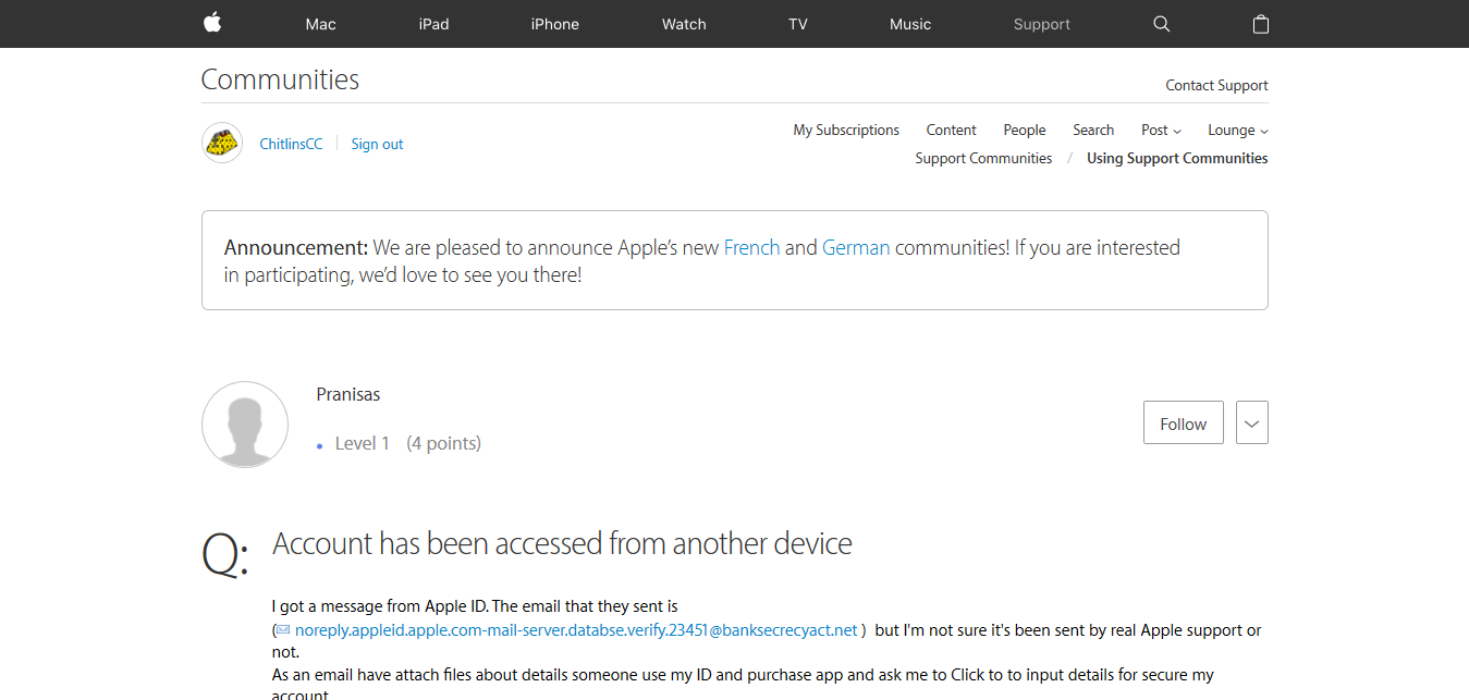 Adjust the format of Apple Communities - Minimal