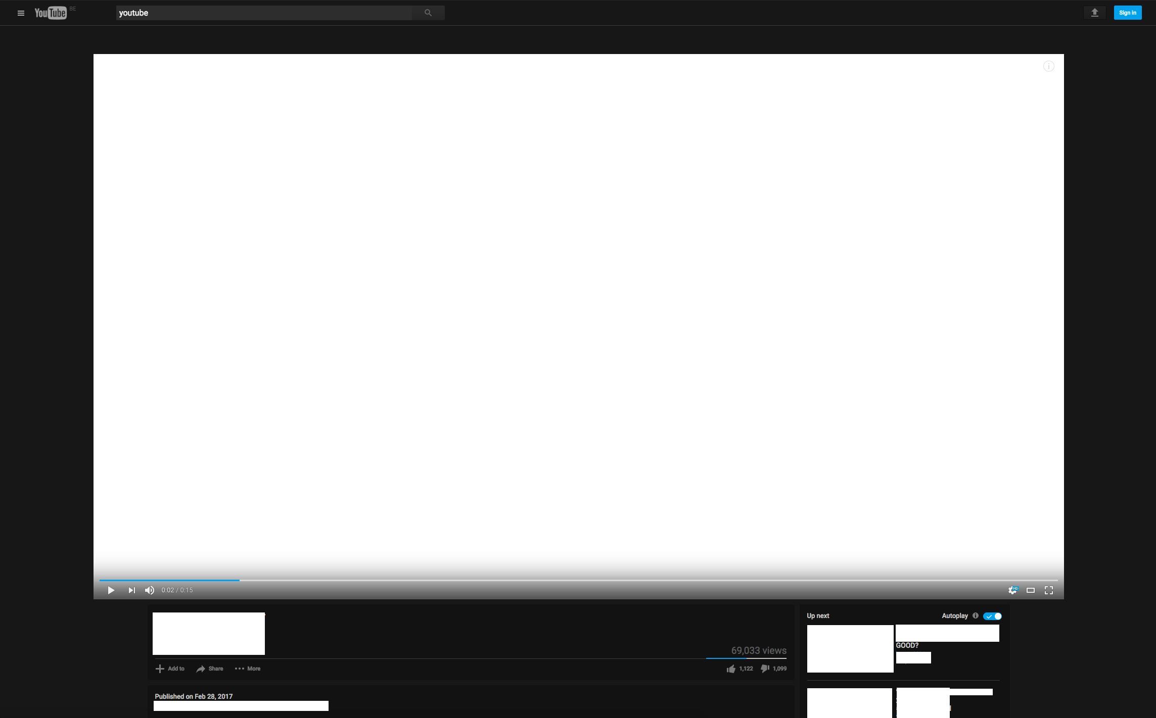 Full HD youtube in stage mode
