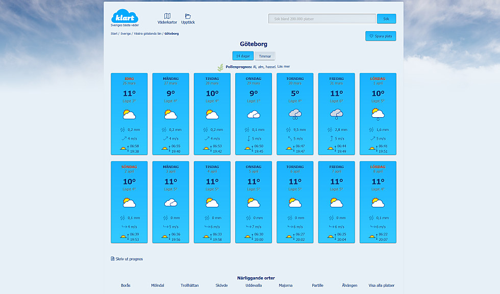 klart.se - väderprognoser (ny design)
