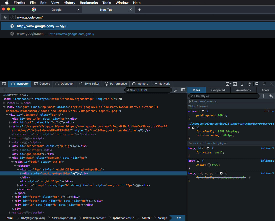 Firefox 48 DevTools colours for 49+