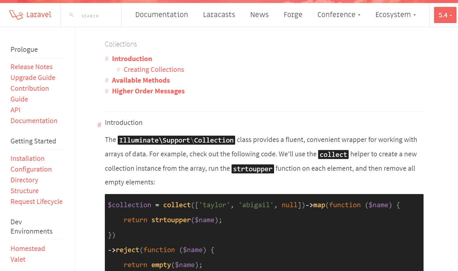 Laravel Docs full width