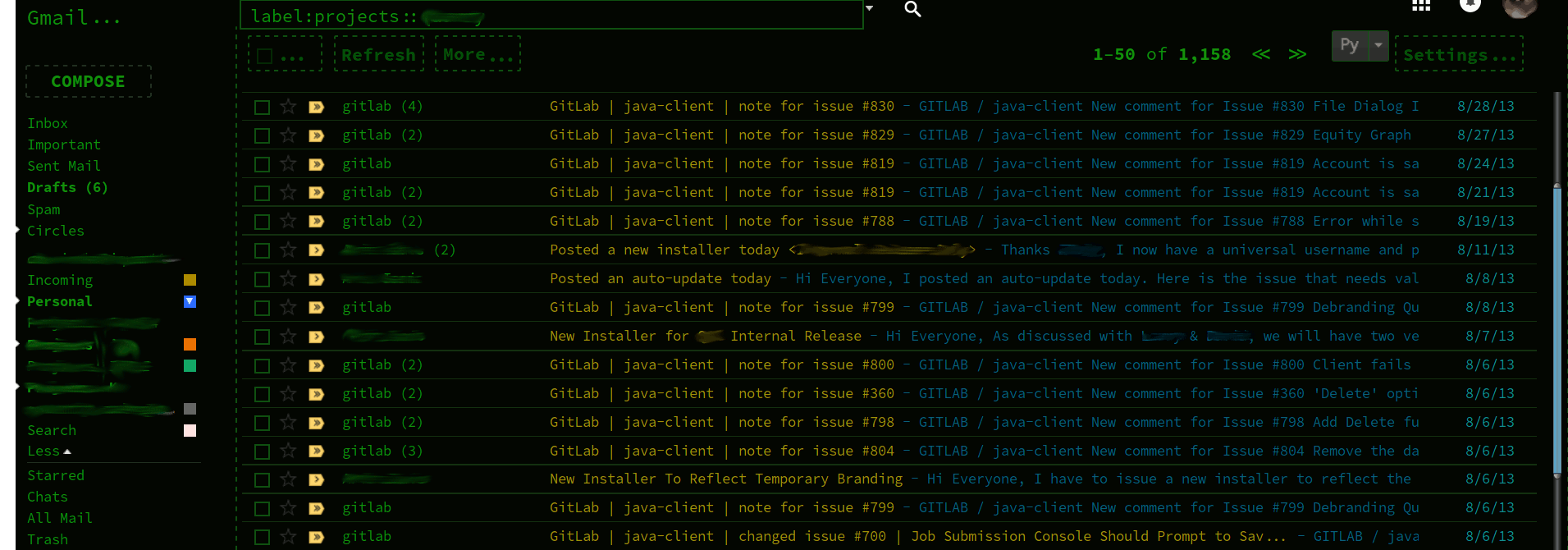 BlackTerminal Gmail Theme