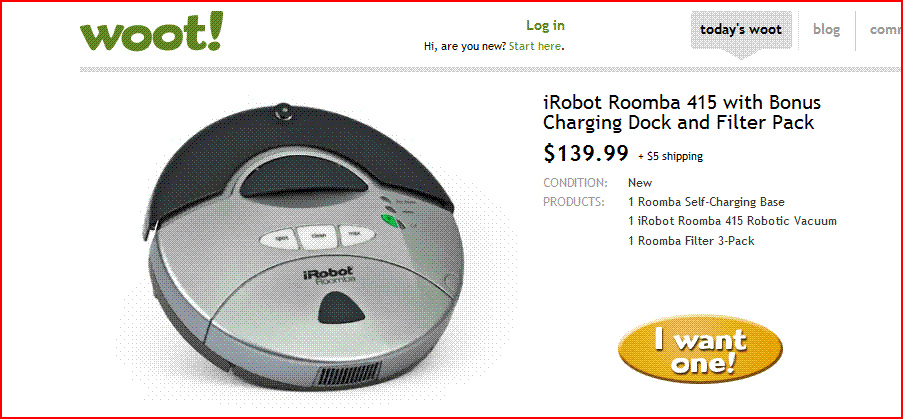 Old Woot 2.0 "I Want One" Button for Woot 3.0