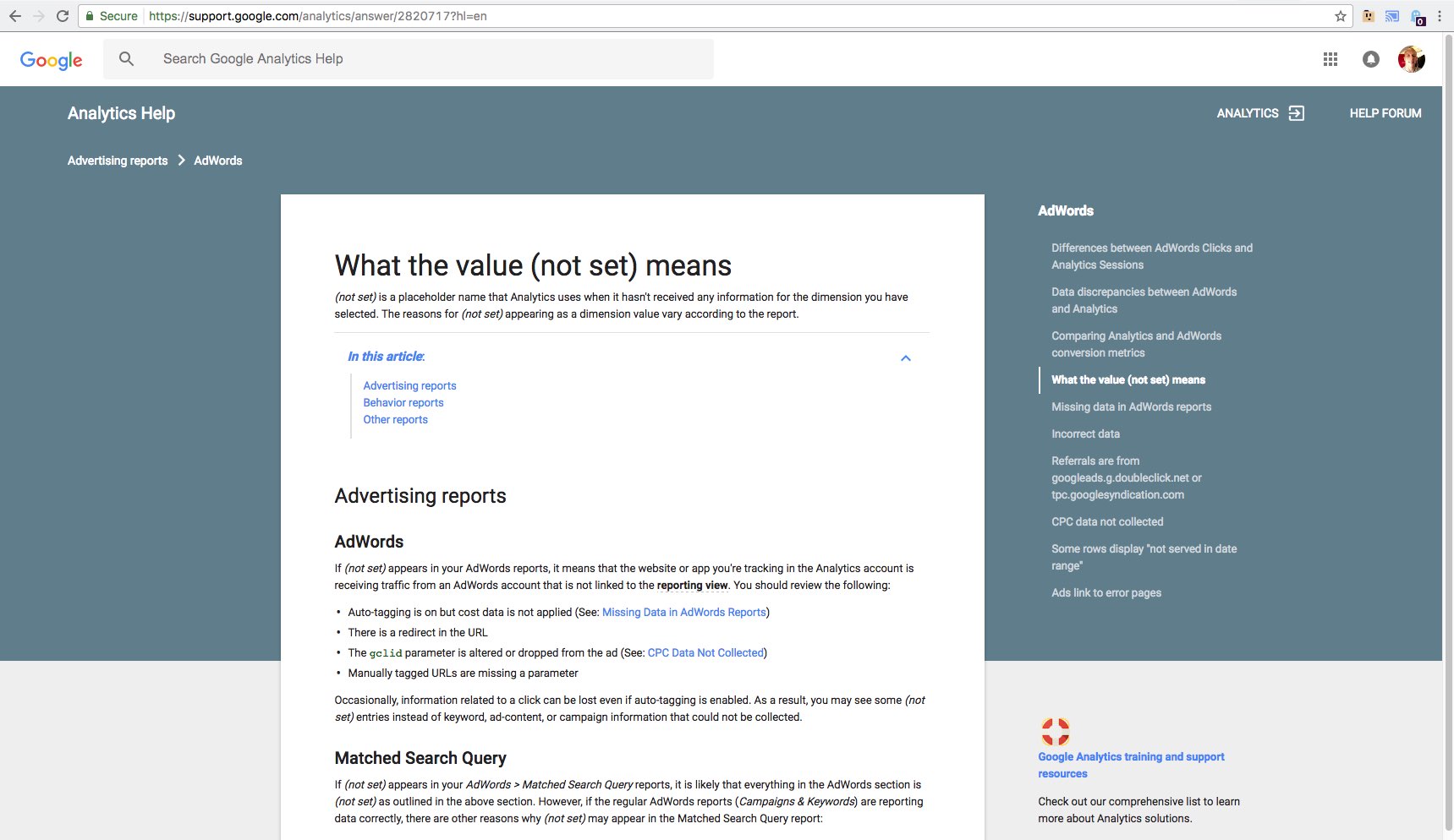 Center layout on support.google.com
