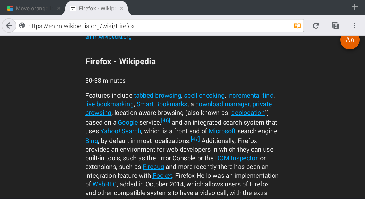 Move orange icon in Firefox Android Reader Mode