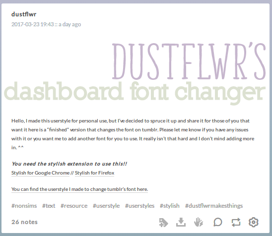 Tumblr // Font Family & Size
