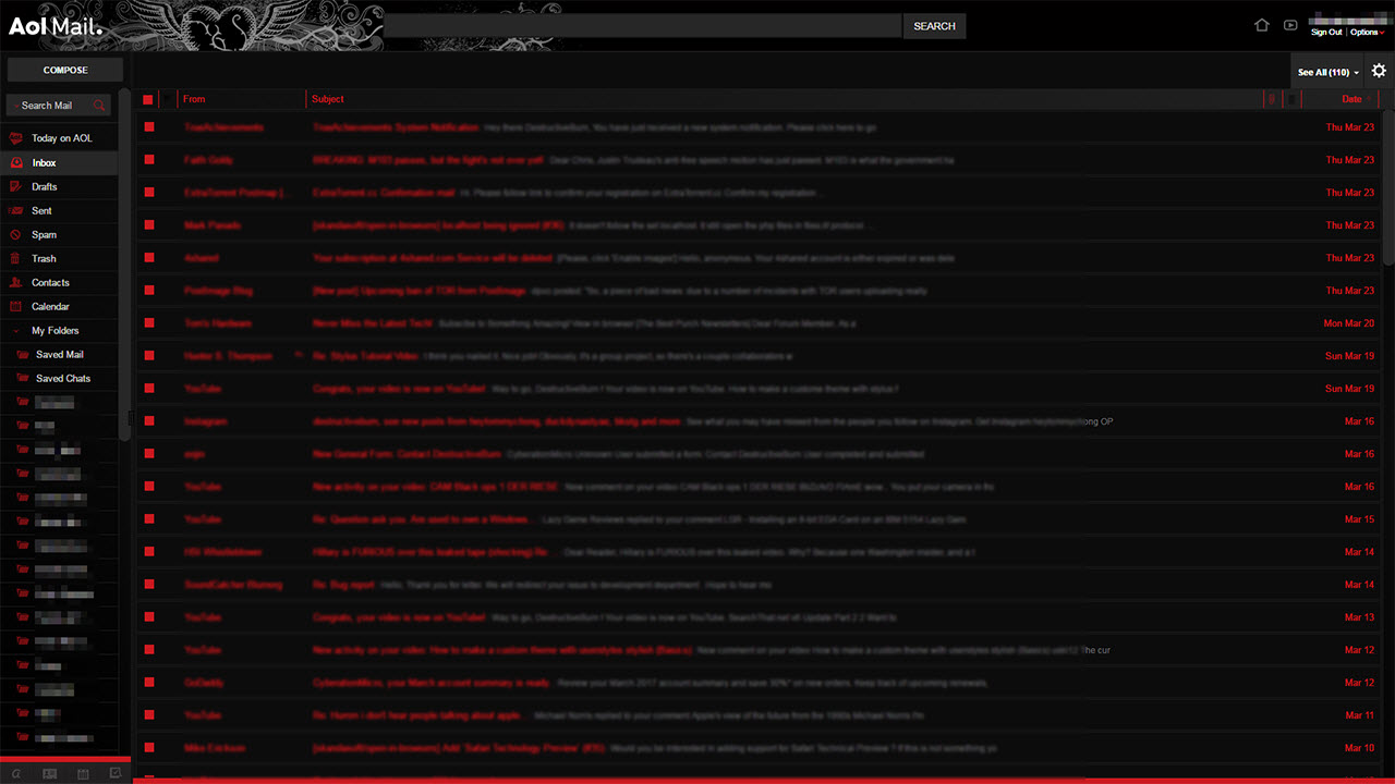 AOL Mail Dark Black (-DestructiveBurn-)