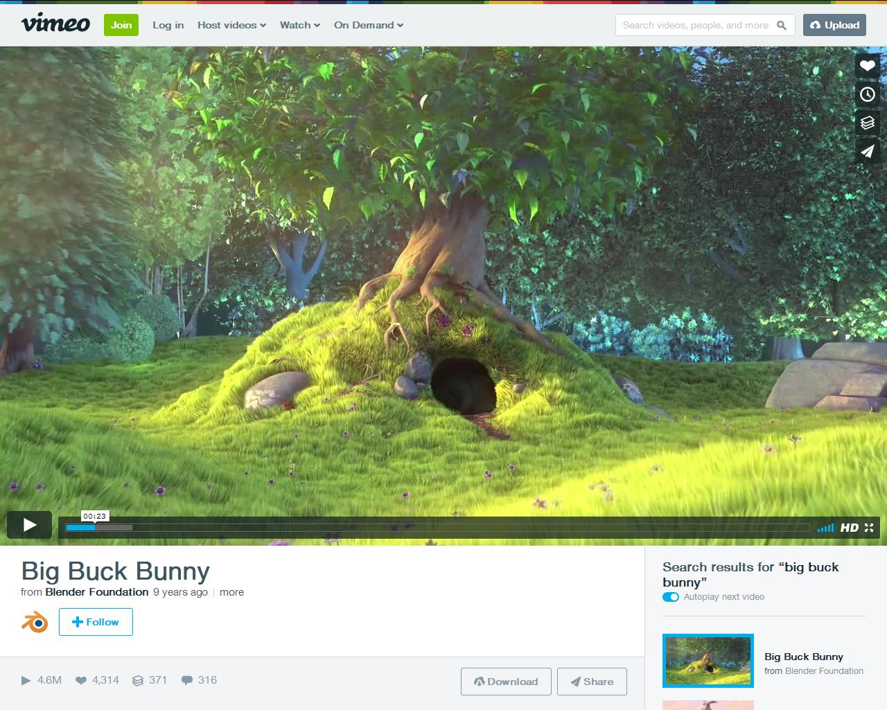 Vimeo full-width video player