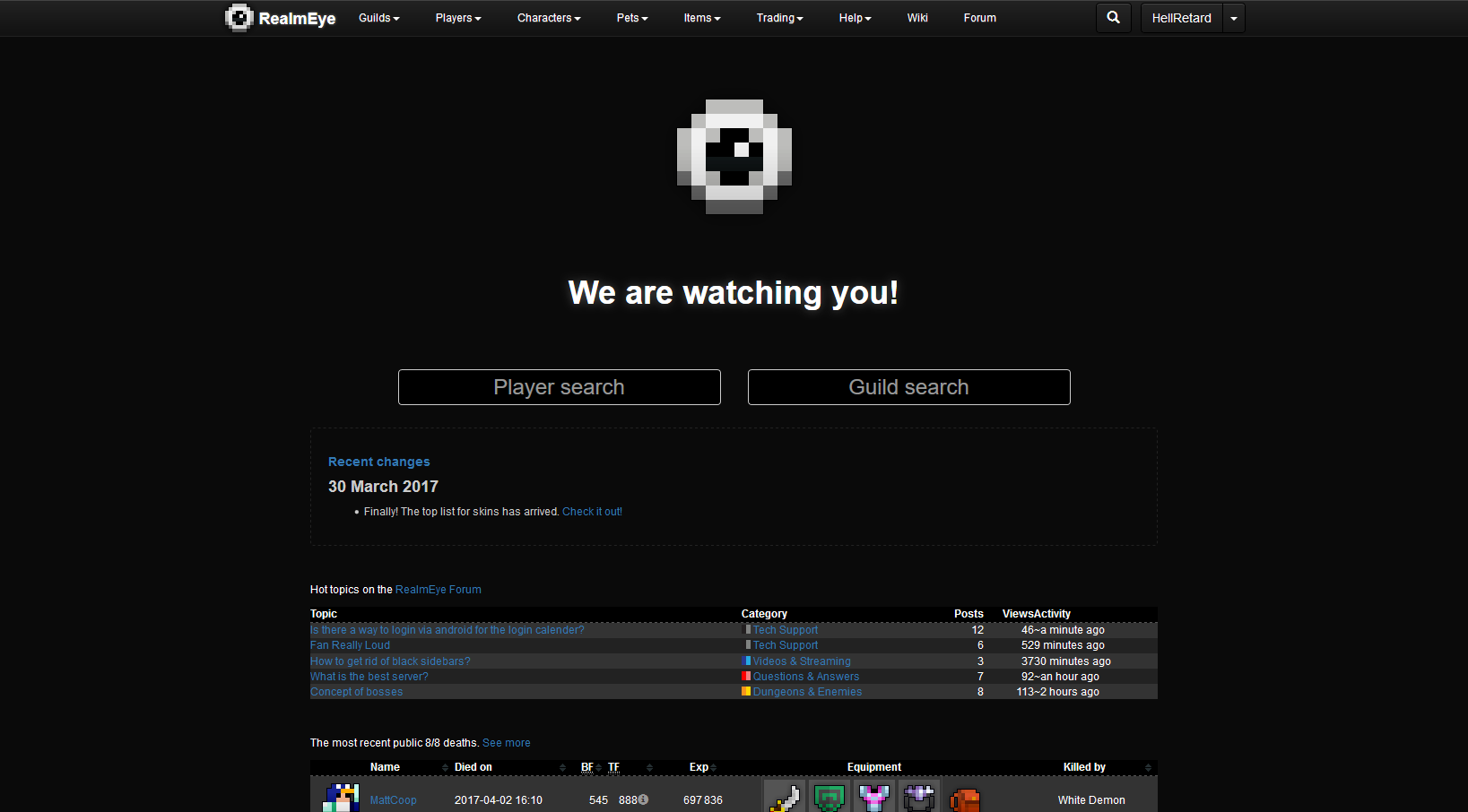 RealmEye Dark theme
