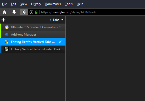 Firefox Vertical Tabs Reloaded ZDark + TabCounter