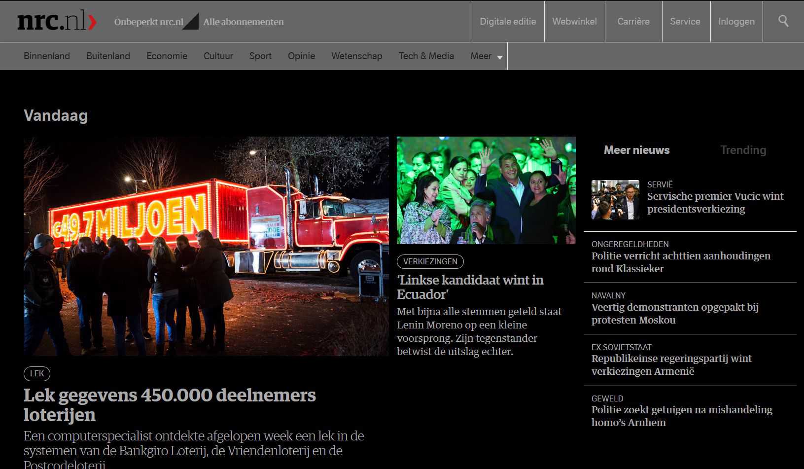 NRC.nl donker kleurenthema