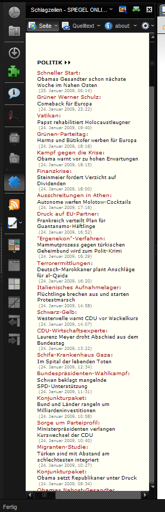 SPIEGEL Online Headlines for Sidebar