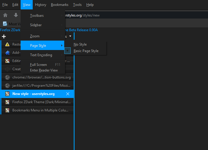 Firefox ZDark Context Menus