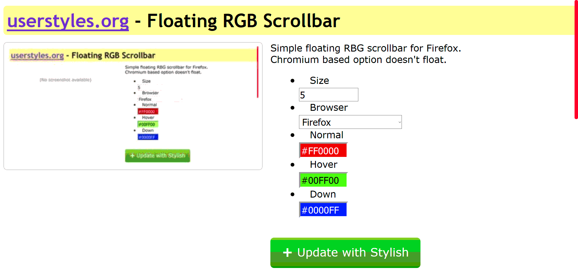 Floating RGB Scrollbar