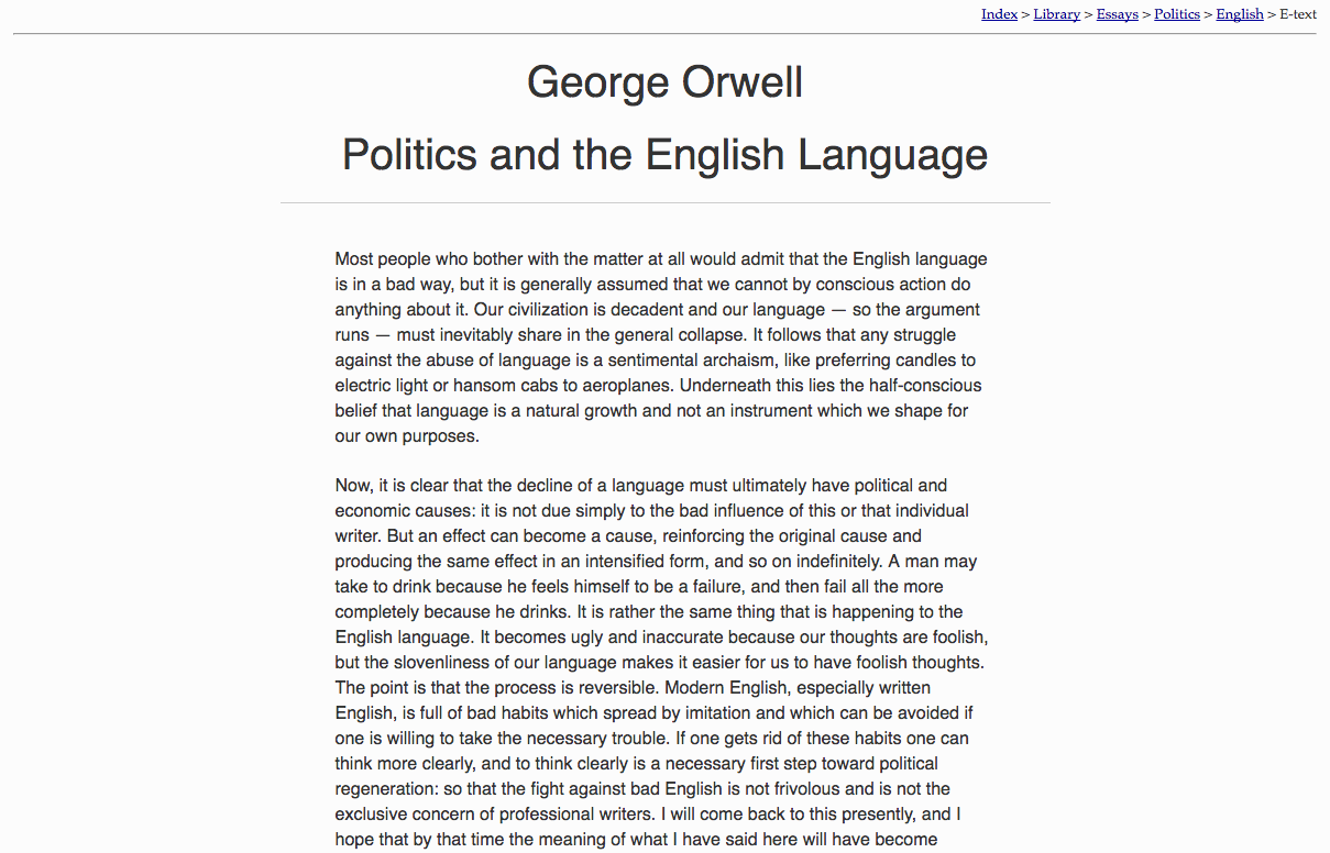 Modern typography for George Orwell's essays