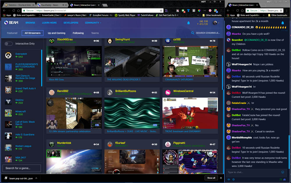 beam.pro for streamers(pair w/ beam pop-out chat)