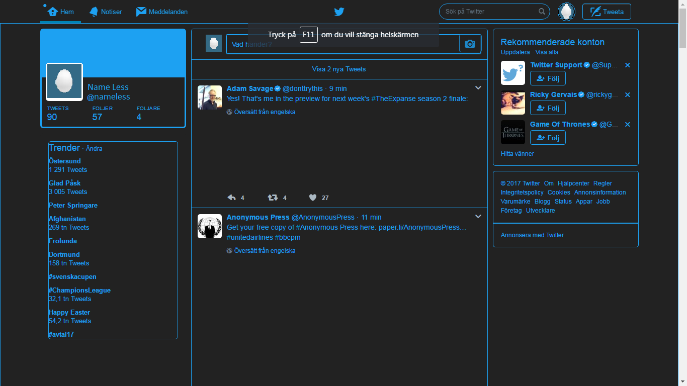 Twitter Black and Blue Theme