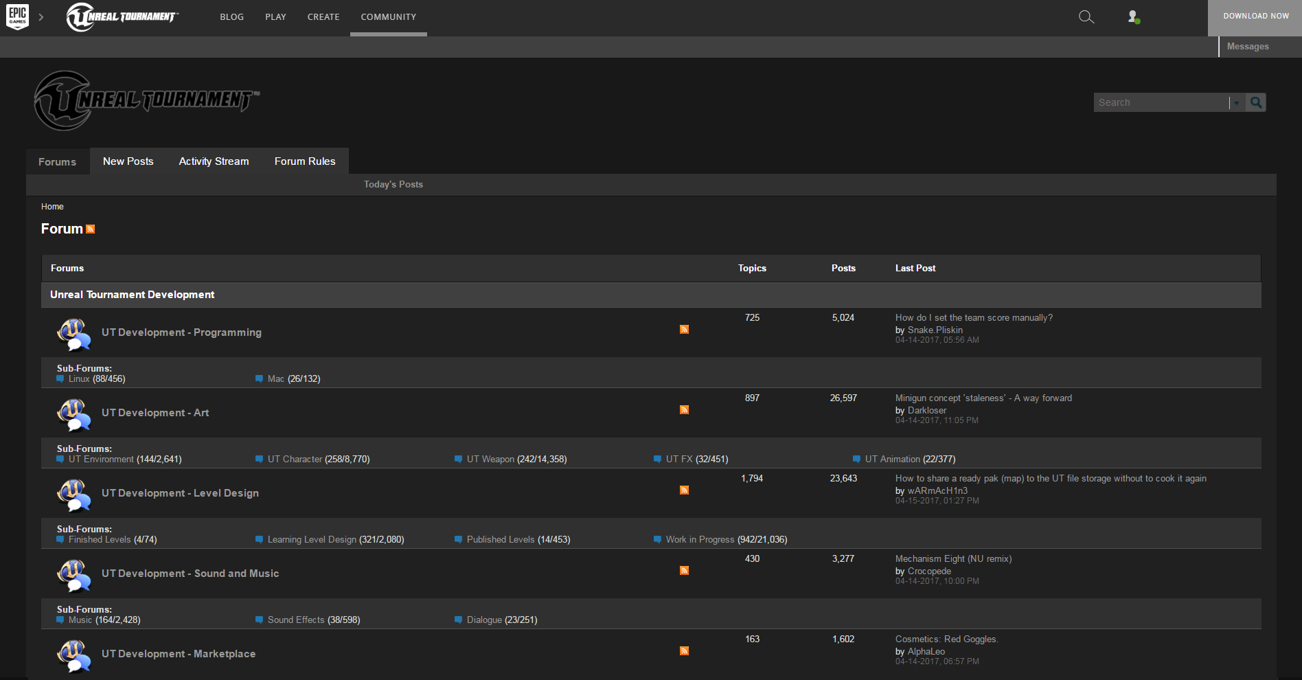 Dark Unreal Tournament Forums V2 (2017)
