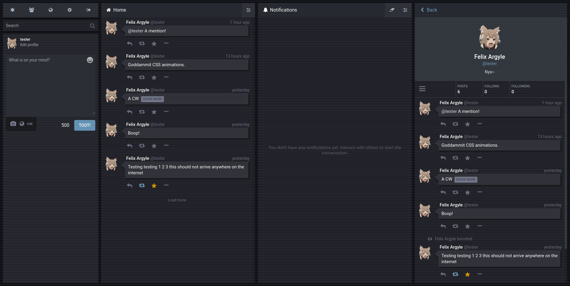 Transparent Dark Mastodon Theme Ft. Chatbubbles