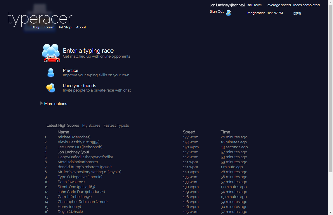 Typeracer Remix - Dark Blue