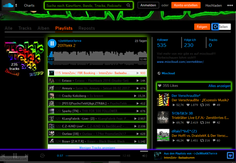 Soundcloud Dark Neon Colors by Tekk Ruppen (v0.1)