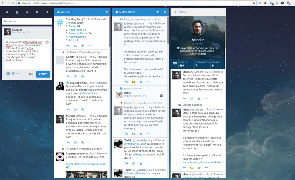 Mastodon theme eunivers Blue/White