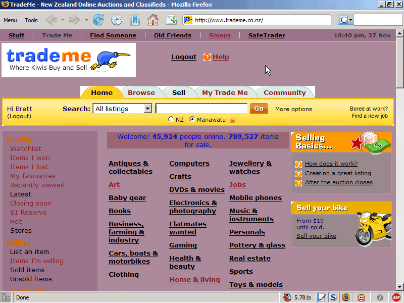 Trademe New Zealands Auction site, colour change