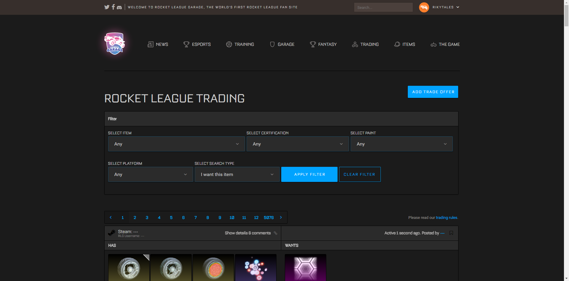 Rocket-League dark theme