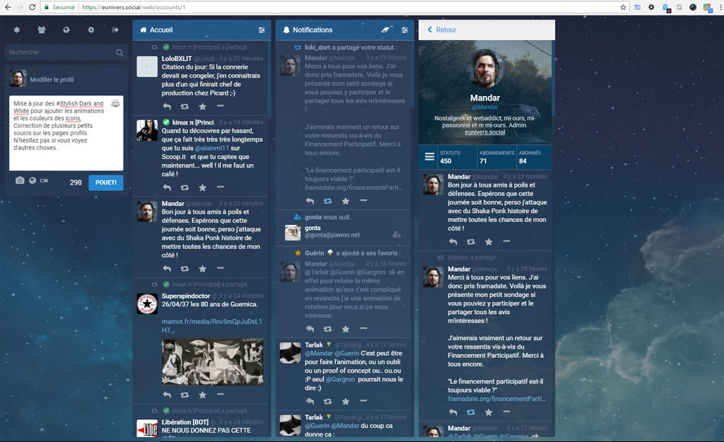 Mastodon theme eunivers Dark/Blue