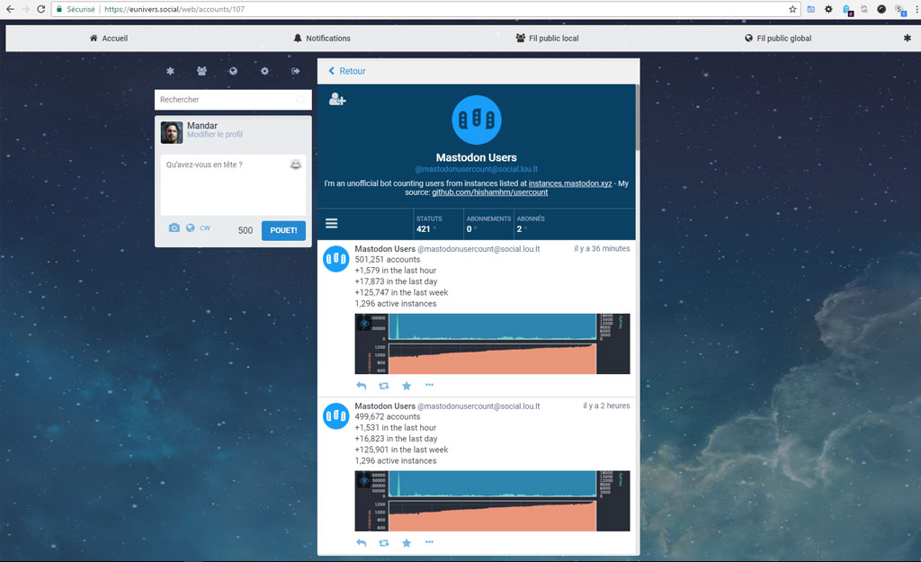 Mastodon One Column (Twitter Design)