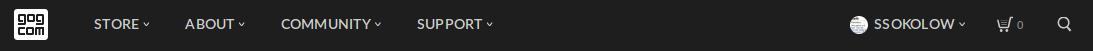 GOG.com - Account menu on right