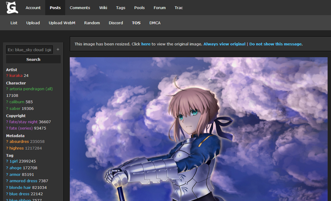 Adfree Gelbooru w/ Dark Theme