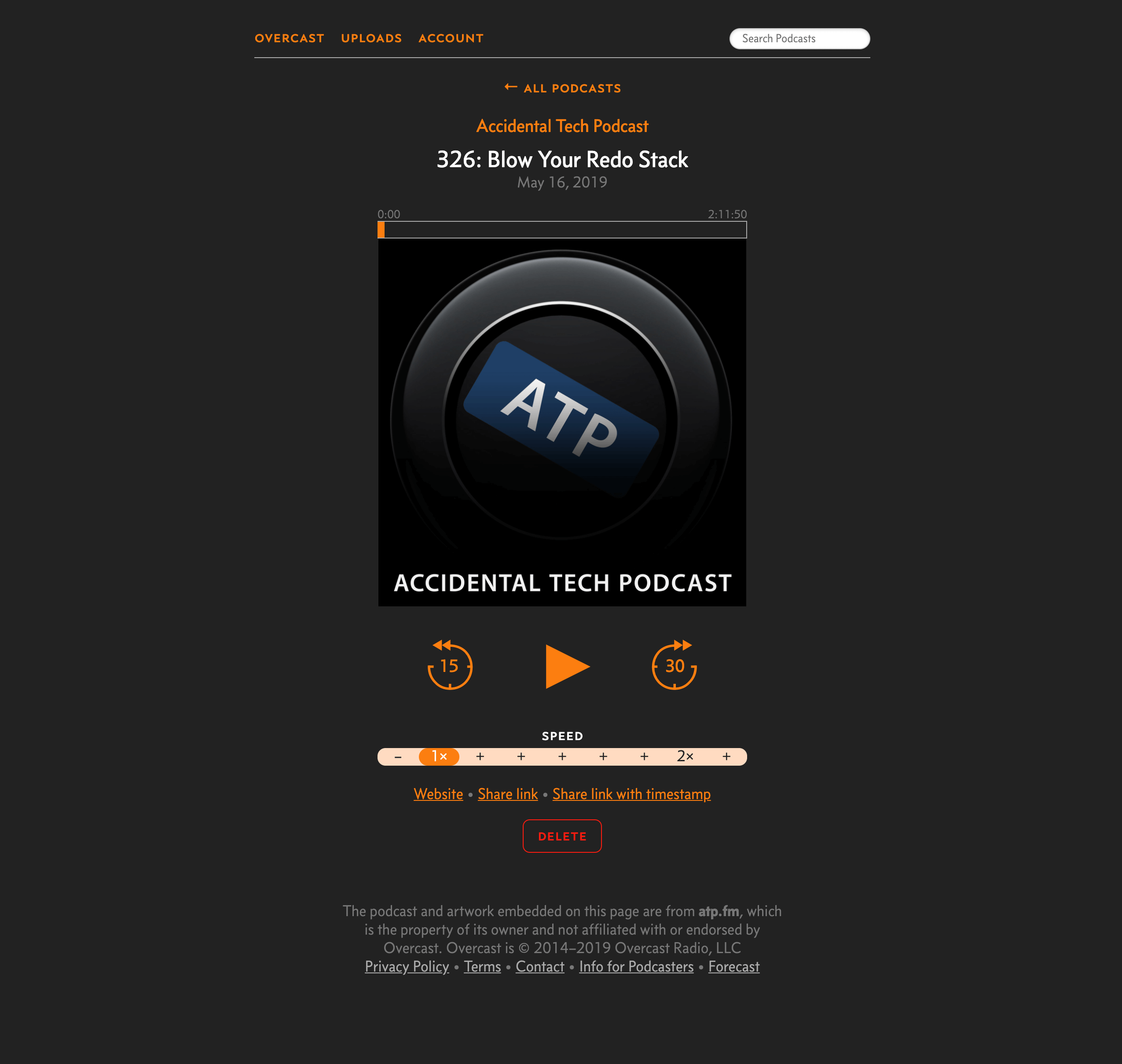 Overcast Dark Mode (overcast.fm)