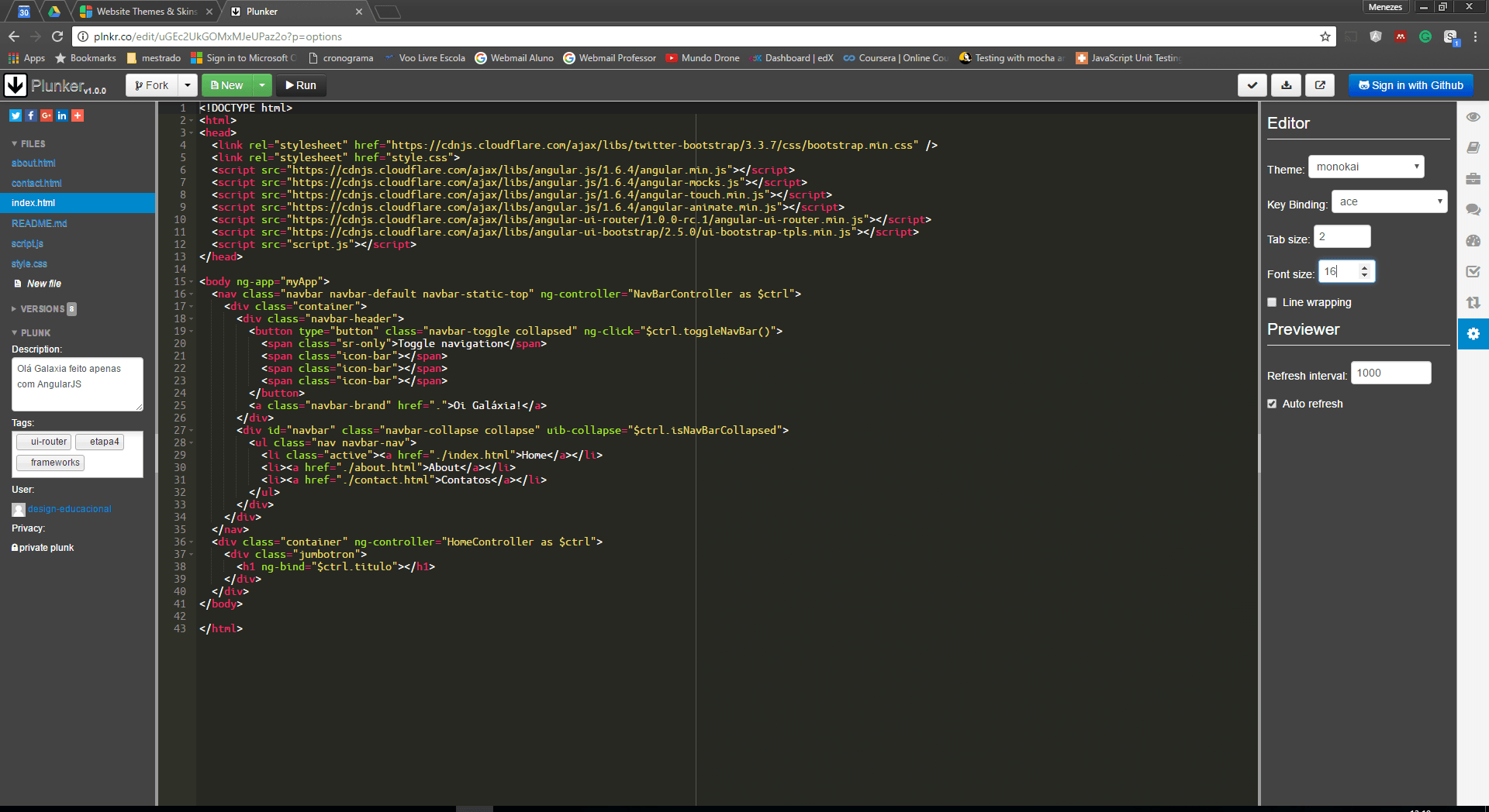 Plunker dark editor