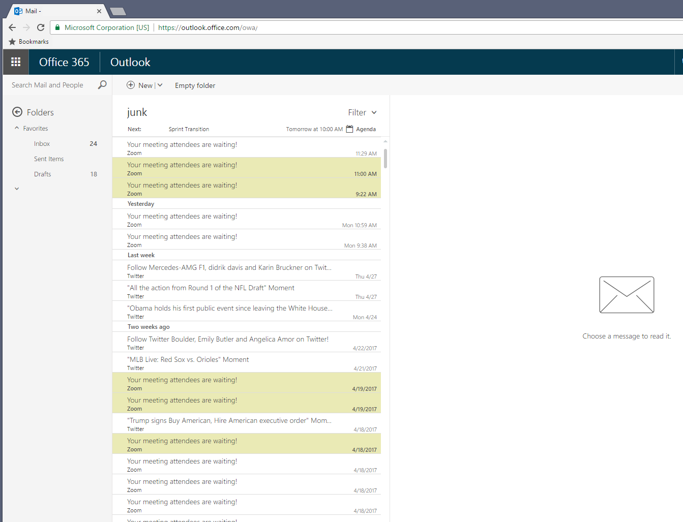 Outlook - Highlight Unread Email