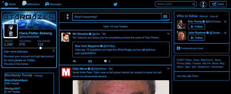 Twitter True Black and Blue Theme