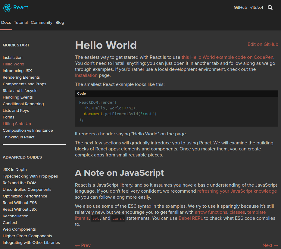 Dark React Docs