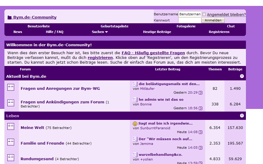 Bym.de-Forum ohne Kopf und Fuß, mit Farbstreifen