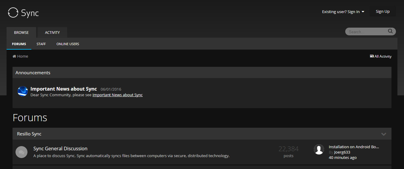 forum.resilio - dark