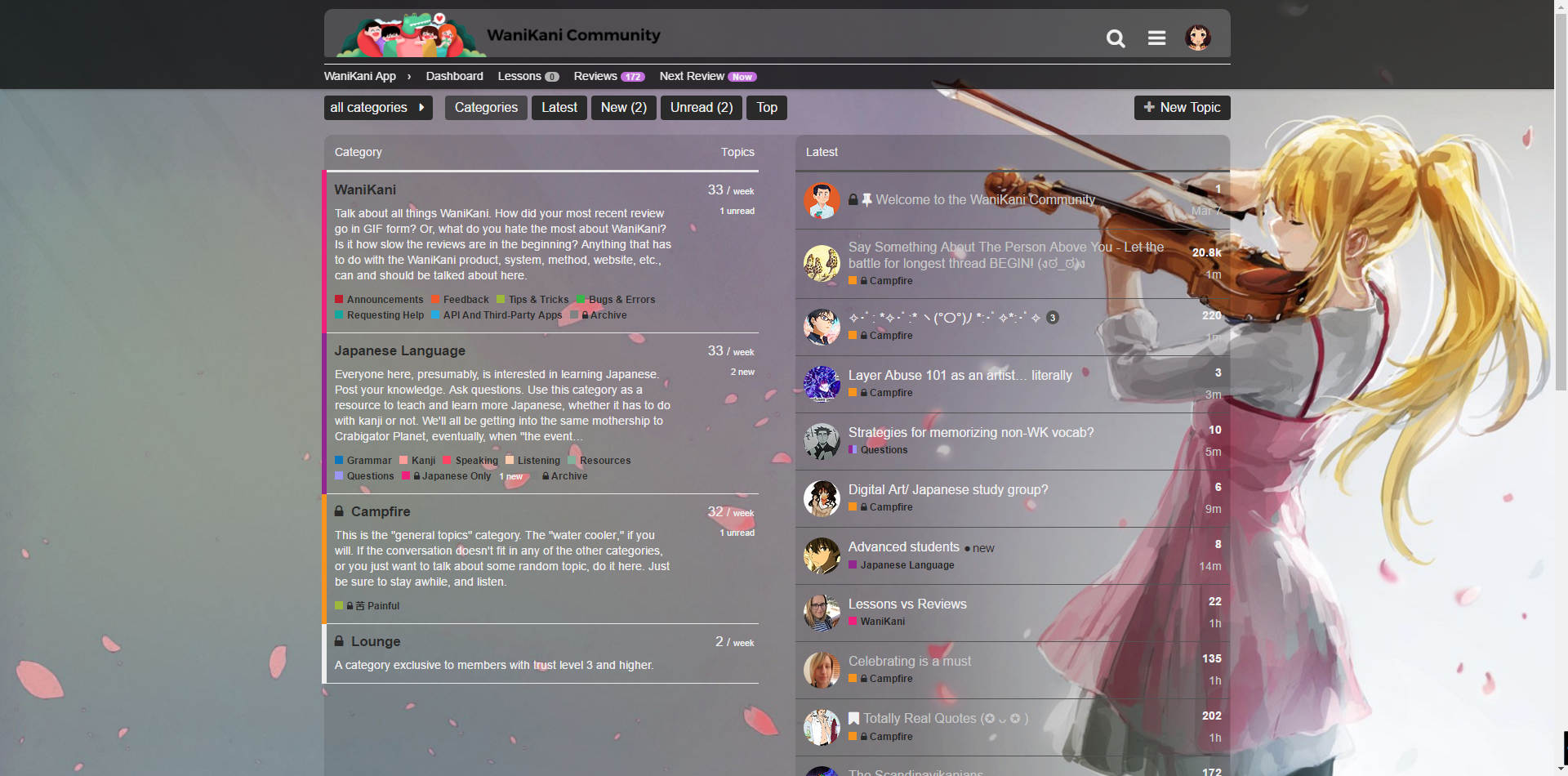WaniKani Forums: Transparent Theme
