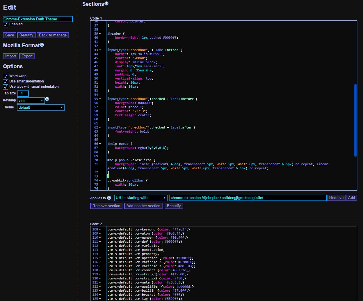 Style Editor [Chrome] - Dark Theme