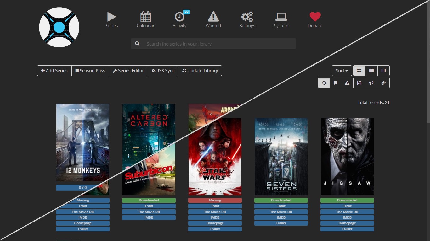 Darkerr - A darker theme for Sonarr & Radarr
