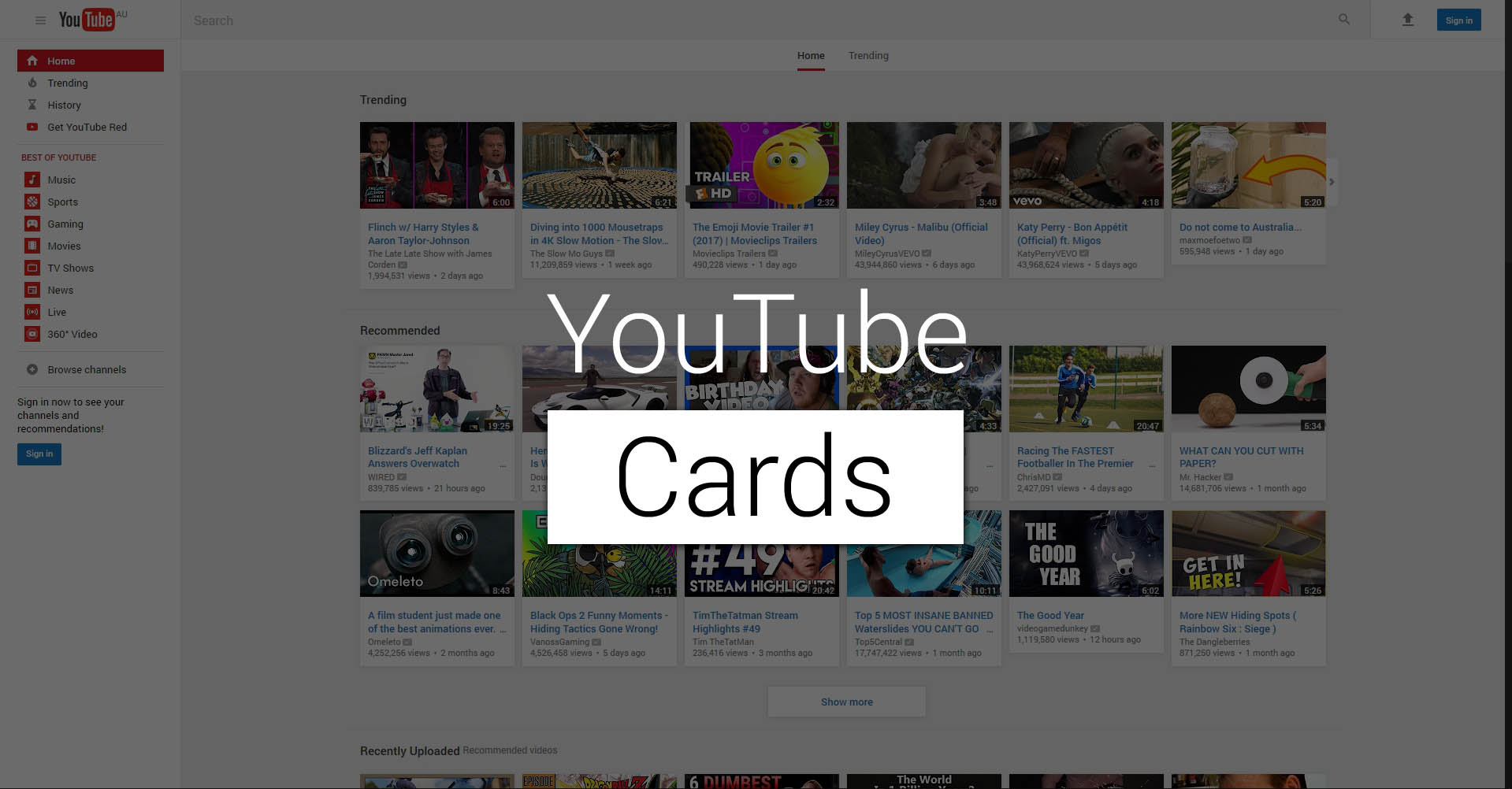 YouTube - Cards