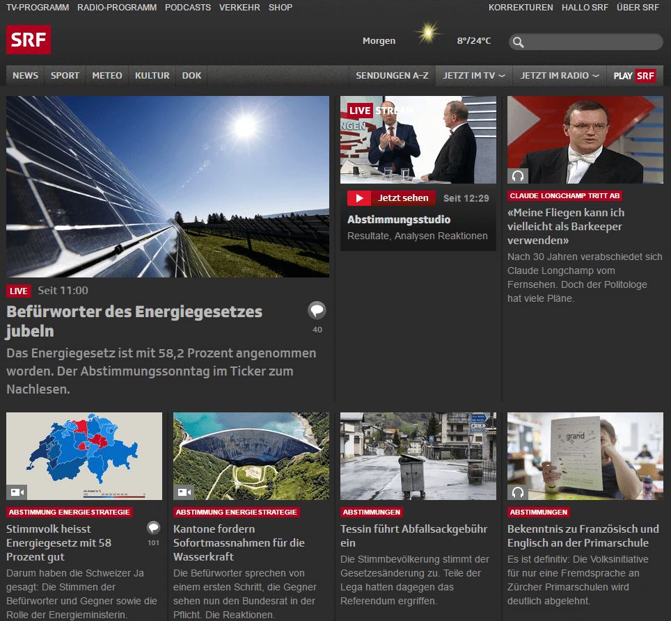 Schweizer Radio und Fernsehen (SRF) Dark Theme