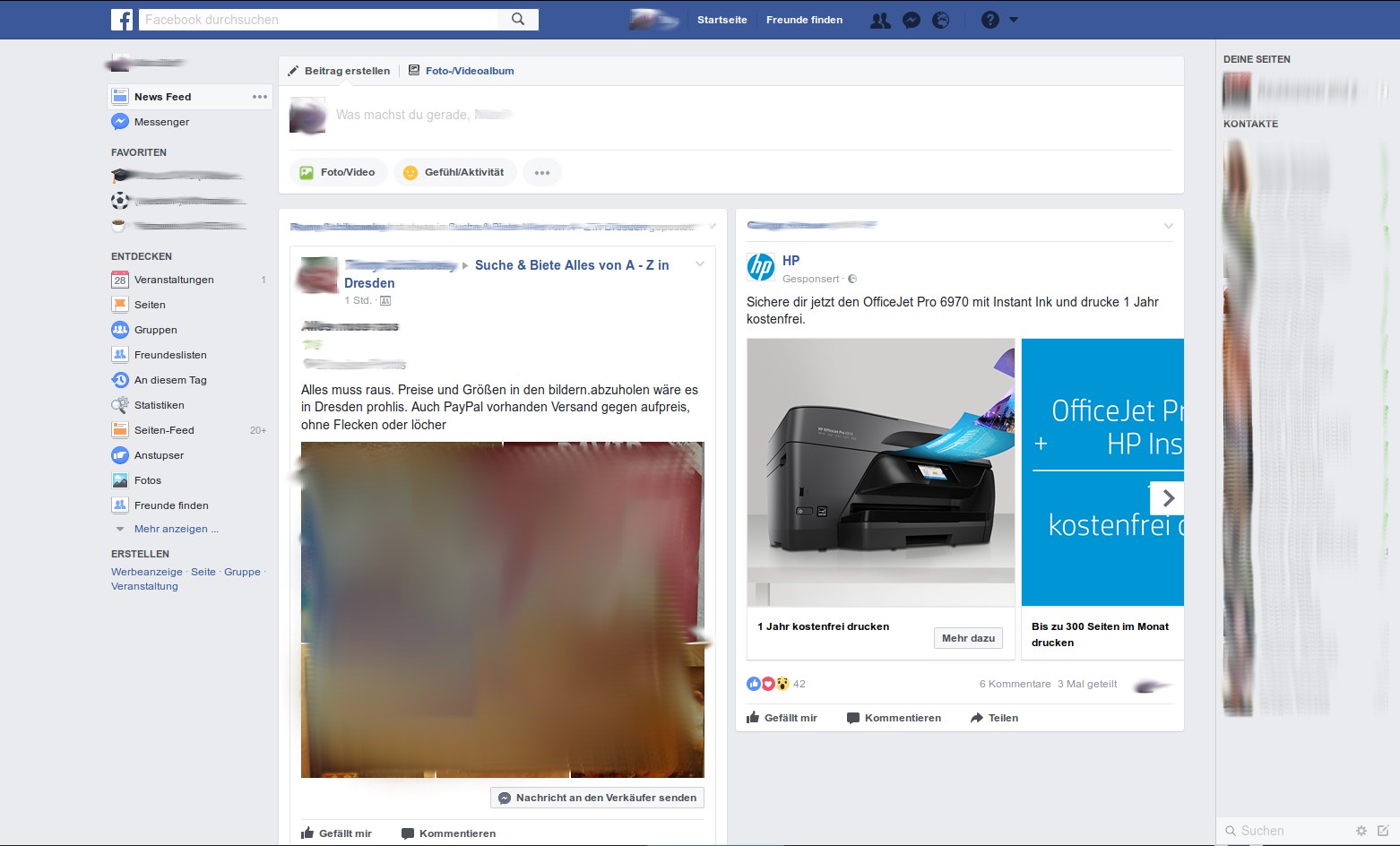 Facebook two columns without ads